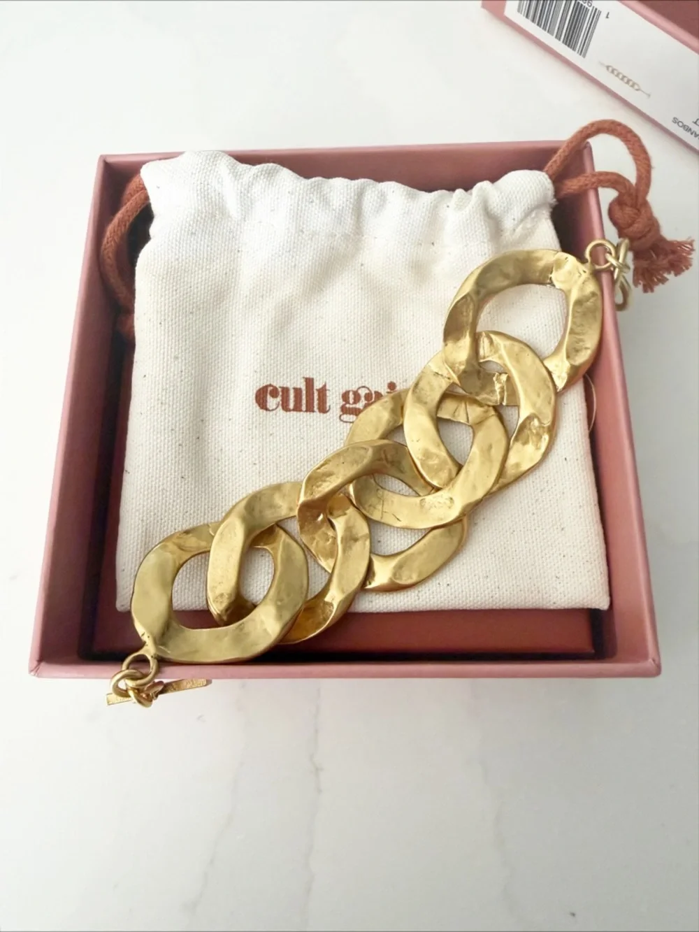 NEW in Box Cult Gaia Dulce Hammered Metal Gold Chain Bracelet MSRP 298 - Picture 7 of 8